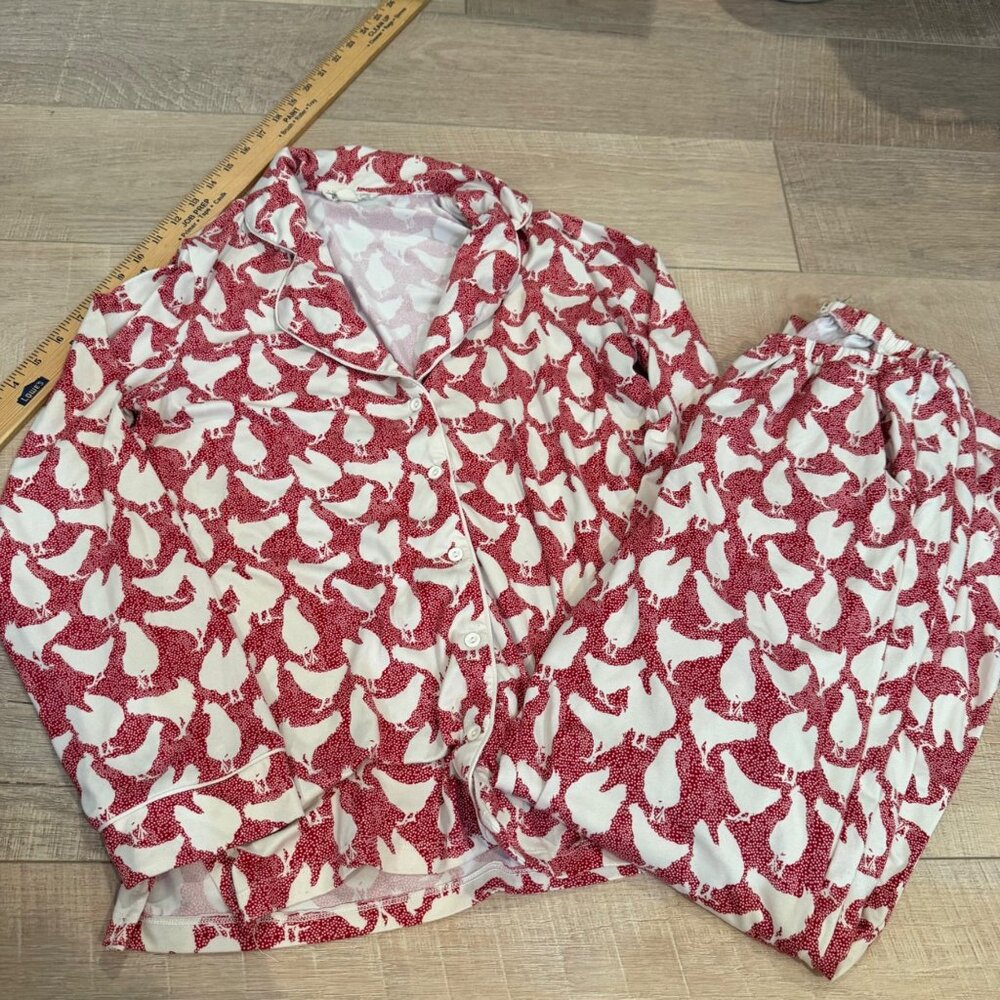 HOPE SPRINGS WOMENS PAJAMA SET RED SOFT CHICKENS SMALL